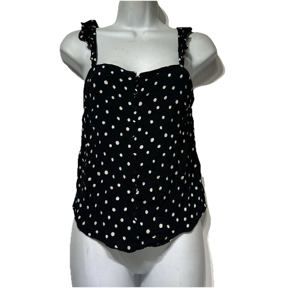 Madewell polka dot sleeveless sweetheart neckline button up blouse size 00